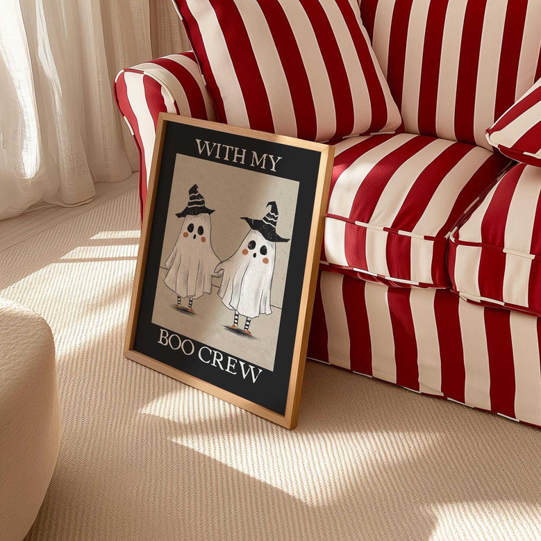 Cute Boo Crew Canvas For Halloween Vintage Decor - Customizable Spooky Ghost Art For Your Home