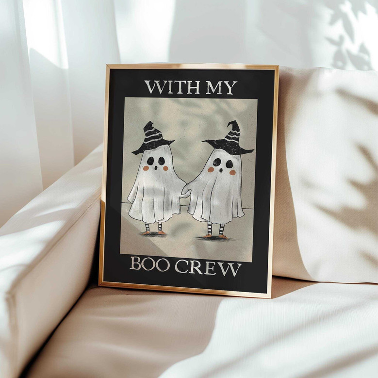 Cute Boo Crew Canvas For Halloween Vintage Decor - Customizable Spooky Ghost Art For Your Home
