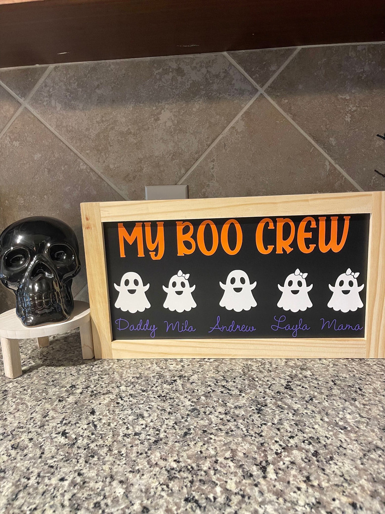 Thoughtful Halloween Boo Crew Wood Sign - Customizable For Ghost Family DéCor