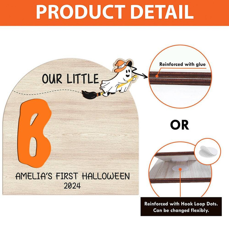 Commemorative First Halloween Footprint Wood Sign - Keepsake For Baby's 1st Halloween, Perfect Kids Halloween Decor