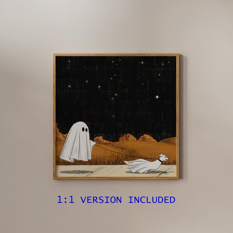 Custom Ghost Dog Halloween Canvas - Cute Ghost Design For Spooky Decor