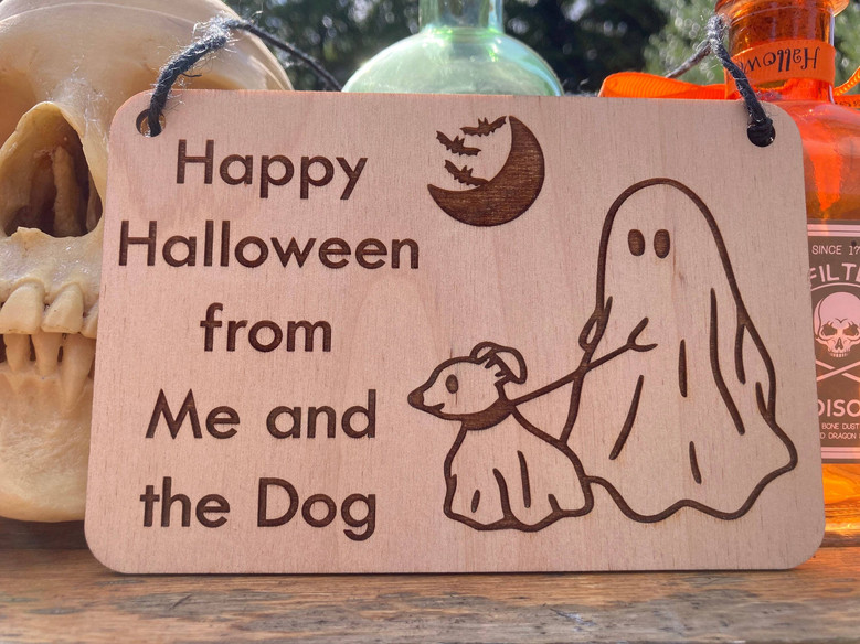 Cute Personalized Ghost Dog Sign For Halloween Decoration - Perfect For Pet Lovers