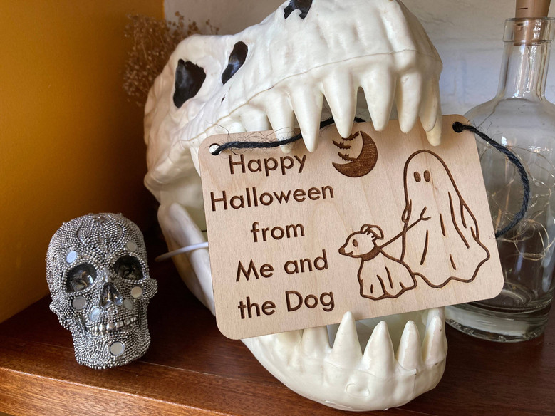 Cute Personalized Ghost Dog Sign For Halloween Decoration - Perfect For Pet Lovers