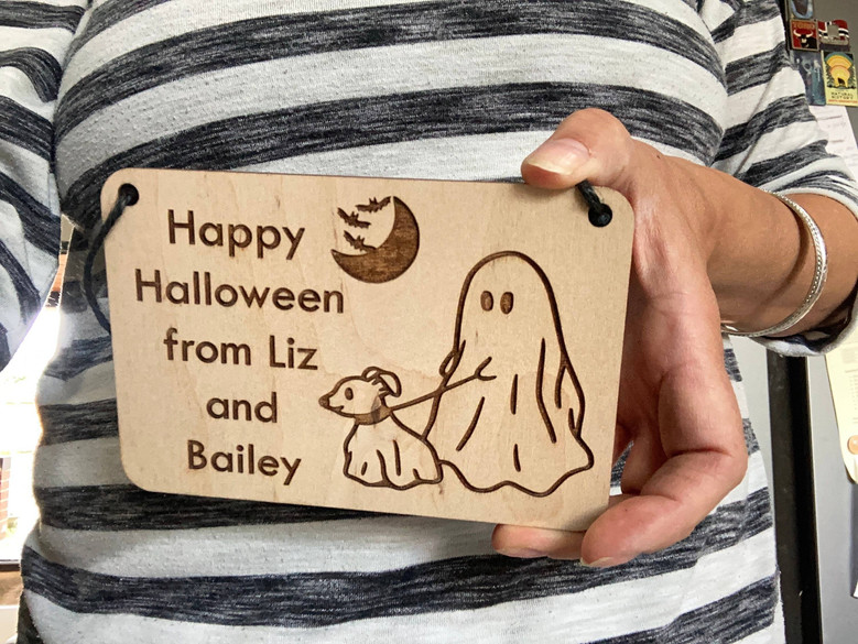 Cute Personalized Ghost Dog Sign For Halloween Decoration - Perfect For Pet Lovers