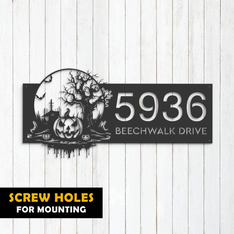 Custom Haunted Scene Halloween Address Metal Sign For Outdoor Yard