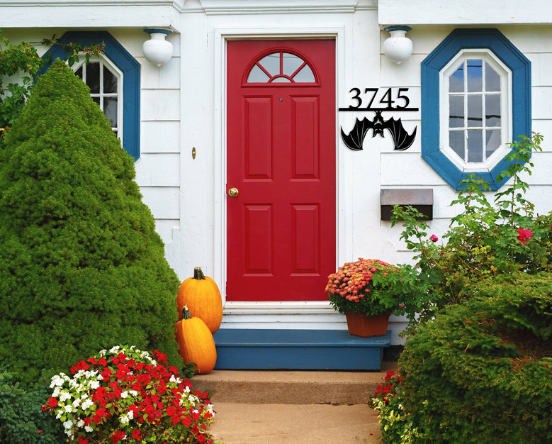 Halloween Bat Address Sign - Custom Metal For Fall Front Door DéCor