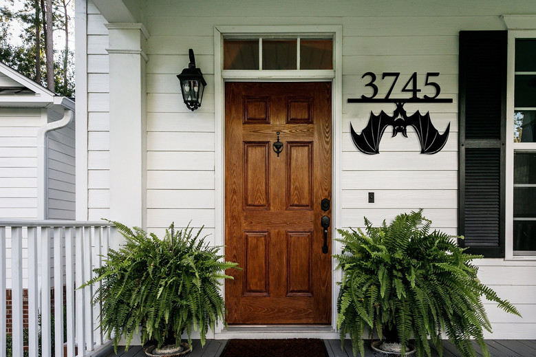 Halloween Bat Address Sign - Custom Metal For Fall Front Door DéCor