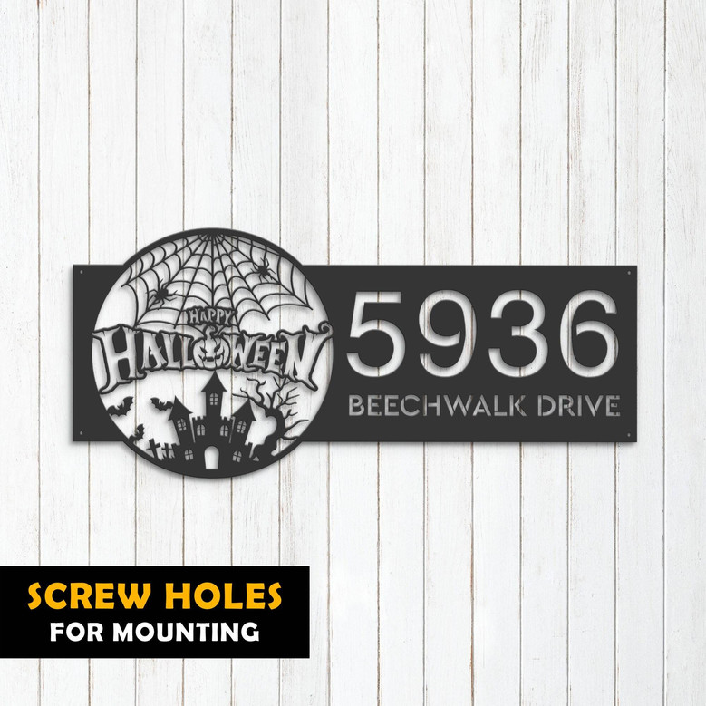 Halloween-Themed Personalized Metal Address Sign For Outdoor Decor