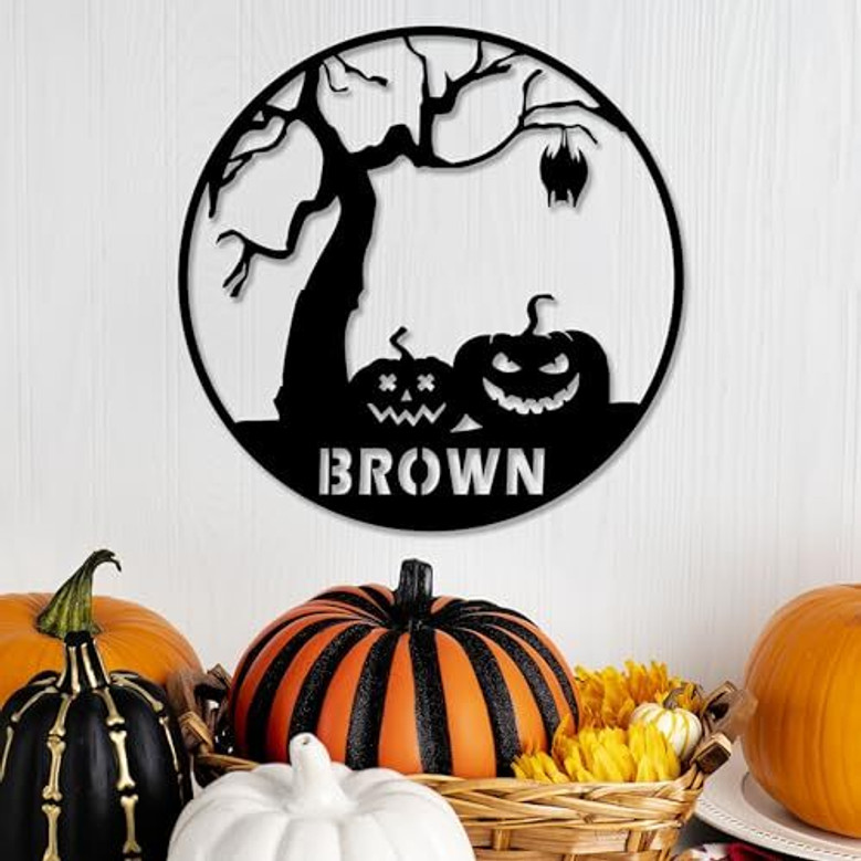 Custom Pumpkin Metal Signs For Halloween Home Decor - Indoor Outdoor Gifts For Family