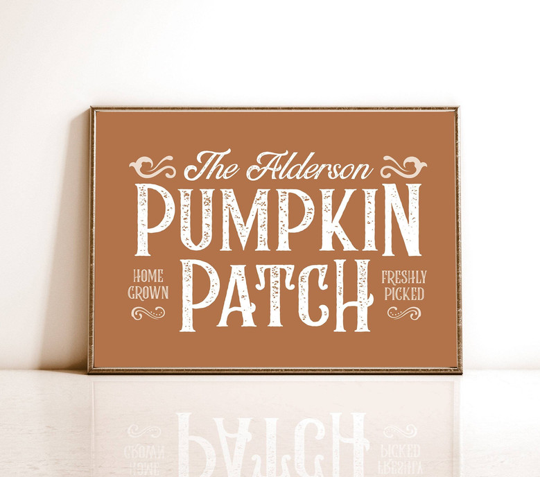 Custom Family Name Pumpkin Patch Canvas Fall Decor For Living Room