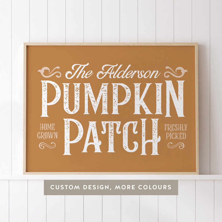 Custom Family Name Pumpkin Patch Canvas Fall Decor For Living Room