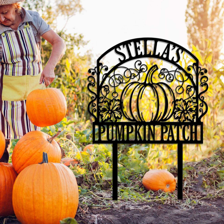 Custom Pumpkin Patch Metal Sign For Fall - Rustic Autumn Farm Yard Art - Halloween Home Welcome