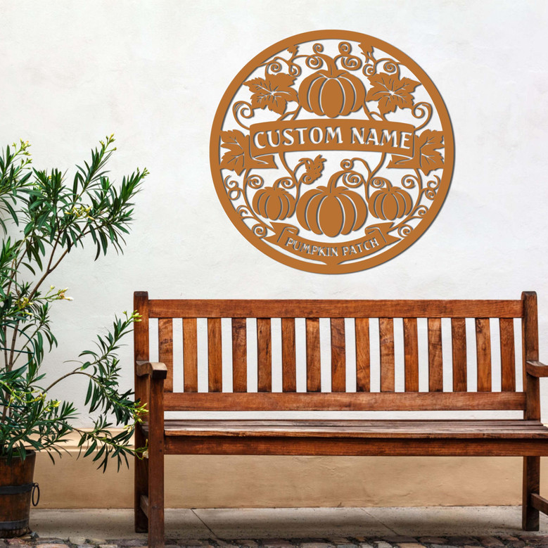 Custom Pumpkin Patch Metal Wall Art LED Light - Thoughtful Christmas Garden Gift