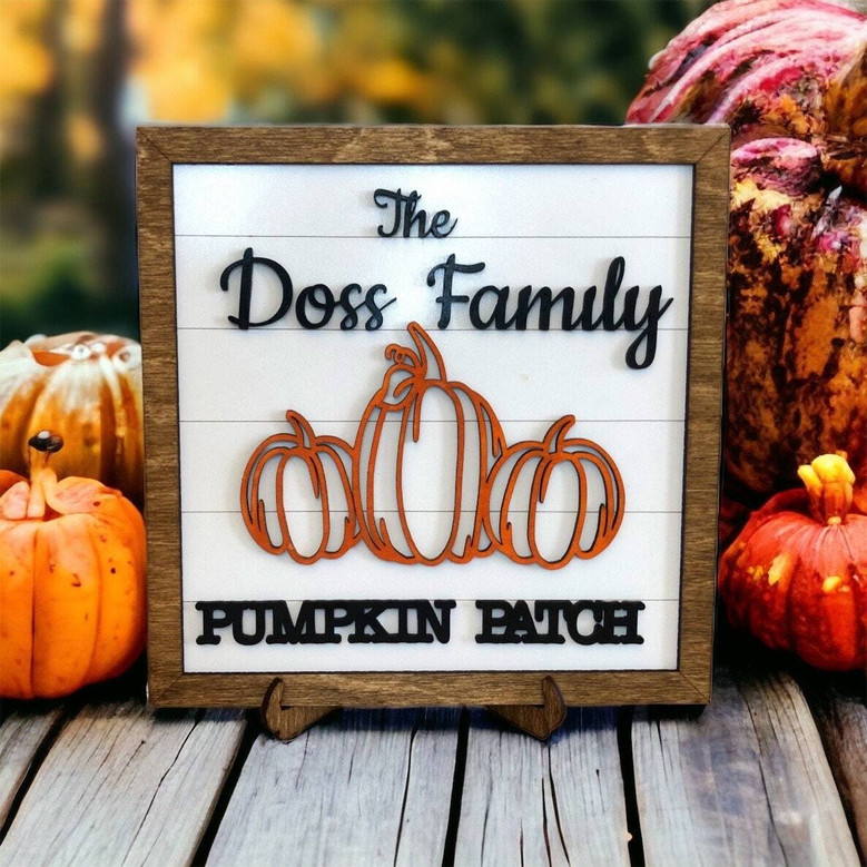 Custom Pumpkin Patch Wood Sign For Fall Family Decor - Personalized Autumn Sign For Home