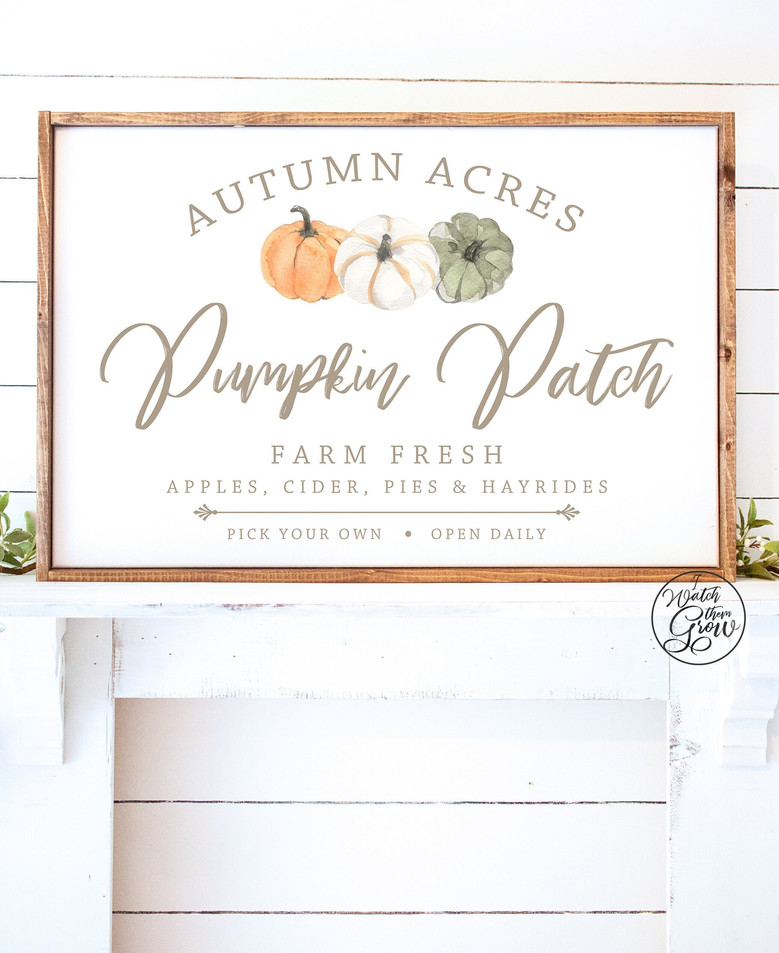 Personalized Pumpkin Patch Canvas For Her - Neutral Fall Farmhouse Wall Art