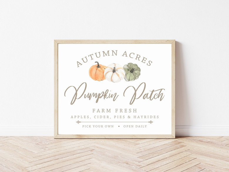 Personalized Pumpkin Patch Canvas For Her - Neutral Fall Farmhouse Wall Art