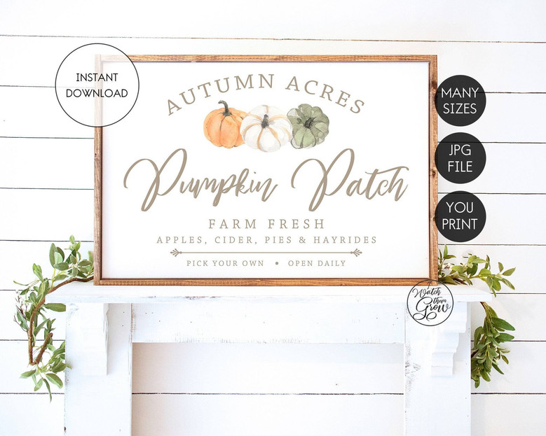Personalized Pumpkin Patch Canvas For Her - Neutral Fall Farmhouse Wall Art