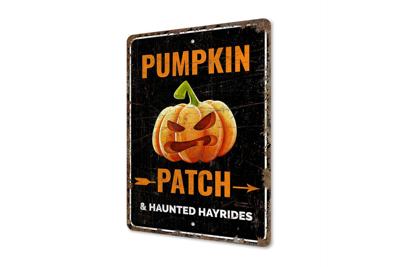 Charming Pumpkin Patch Metal Sign For Rustic Halloween Decor - Vintage Style For Indoor Or Outdoor Use