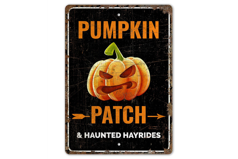 Charming Pumpkin Patch Metal Sign For Rustic Halloween Decor - Vintage Style For Indoor Or Outdoor Use