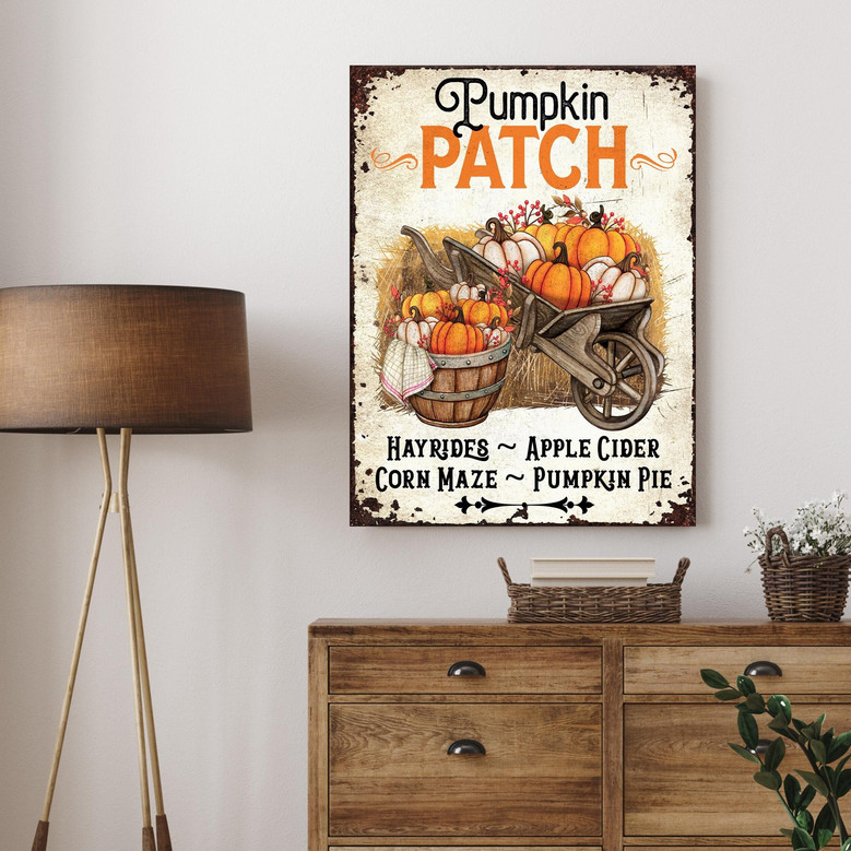 Nostalgic Pumpkin Patch Metal Sign - Vintage Fall Decor For Home