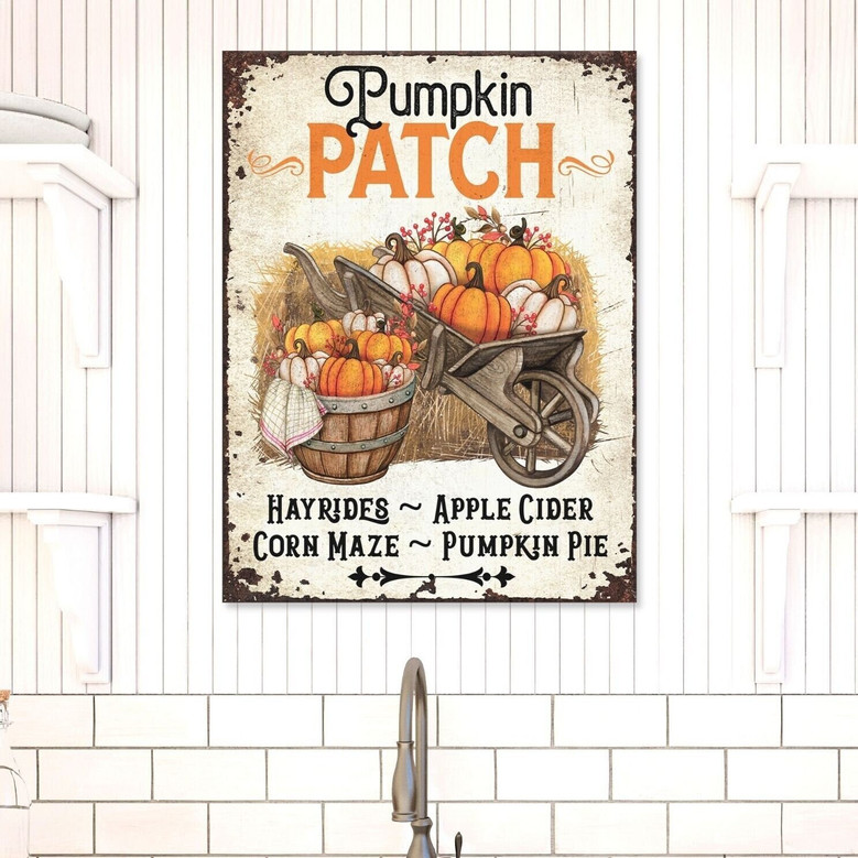 Nostalgic Pumpkin Patch Metal Sign - Vintage Fall Decor For Home