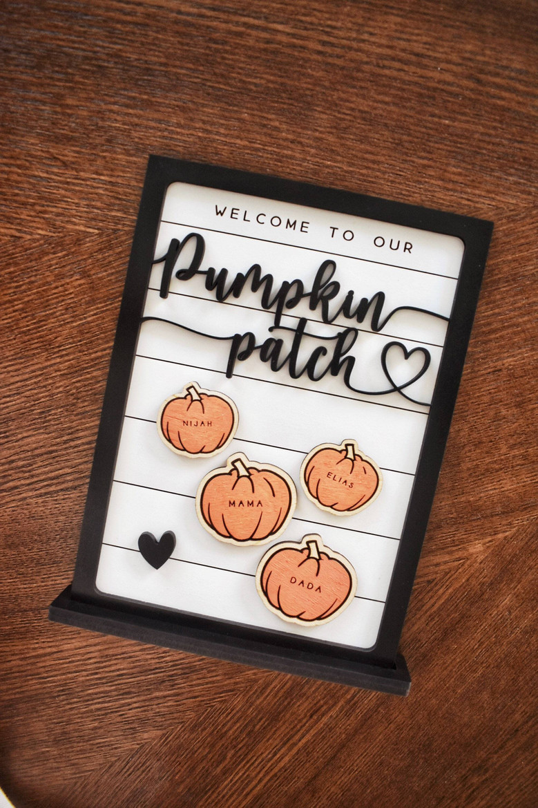 Pumpkin Patch Family Wood Sign For Fall Seasonal Decor - Autumn Touch For Halloween And Thanksgiving