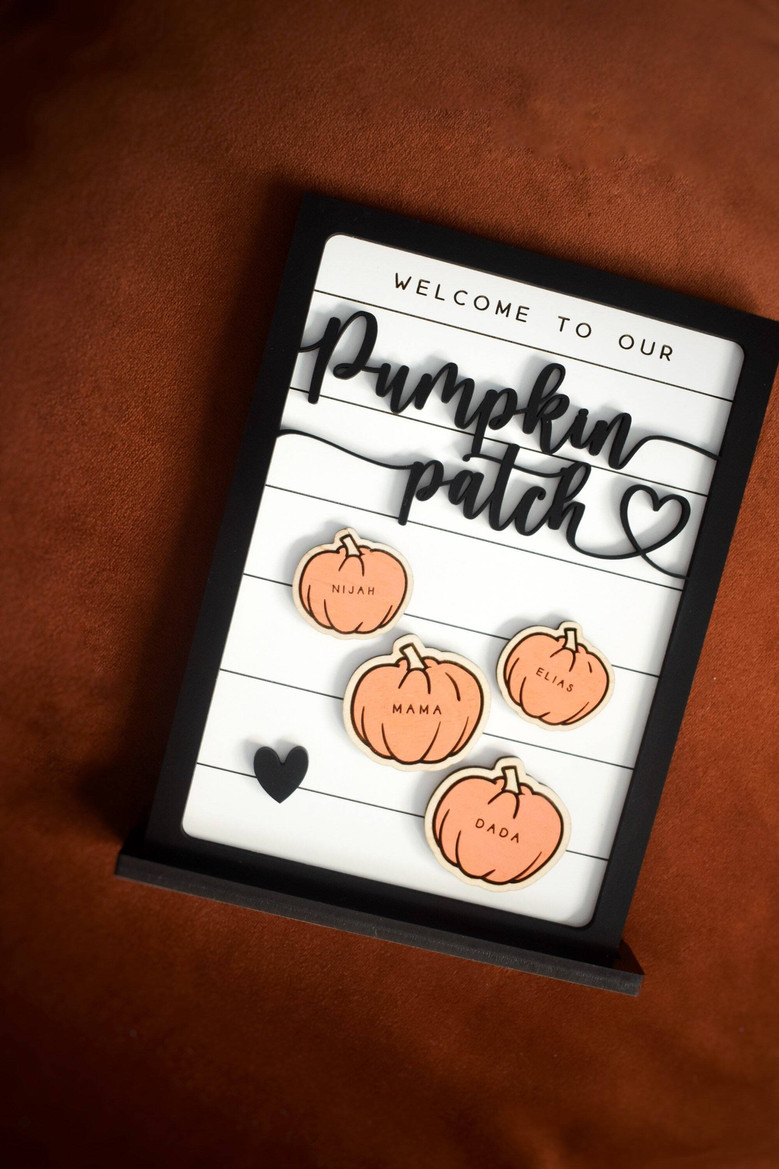 Pumpkin Patch Family Wood Sign For Fall Seasonal Decor - Autumn Touch For Halloween And Thanksgiving
