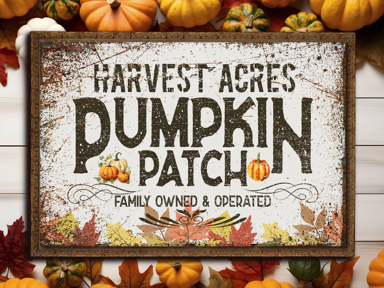 Rustic Pumpkin Patch Metal Sign - Farmhouse Fall Wall Art For Autumn Decor, Perfect For Living Room Or Kitchen