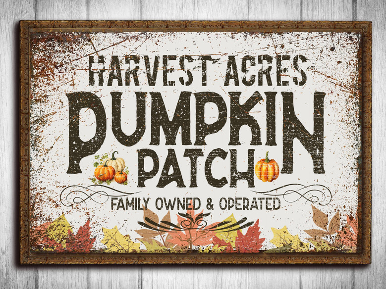 Rustic Pumpkin Patch Metal Sign - Farmhouse Fall Wall Art For Autumn Decor, Perfect For Living Room Or Kitchen