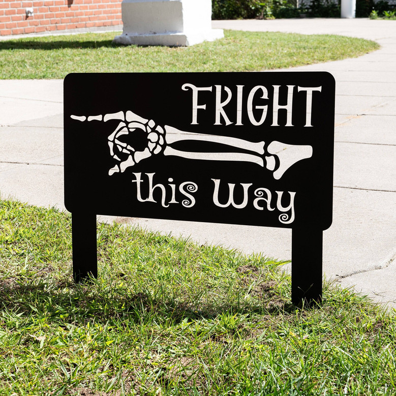 Personalized Halloween Skeleton Hand Metal Sign - Spooky Outdoor DéCor For Halloween Lawn