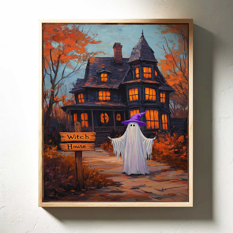 Cute Spooky Witch Canvas - Halloween Witches Wall DéCor For Autumn Lovers