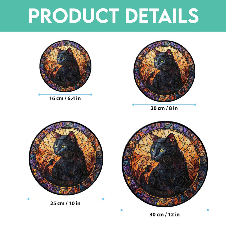 Unique Stained Glass Black Cat Suncatcher For Halloween DéCor - Perfect For Cat Lovers And Halloween Enthusiasts