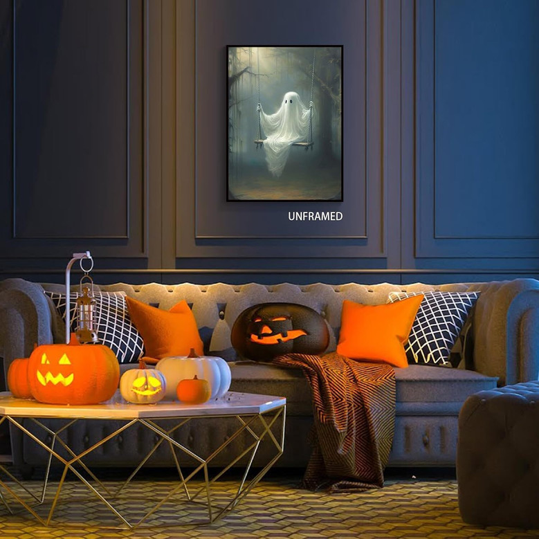 Funny Ghost Swing Canvas - Vintage Gothic Halloween DéCor For Living Room