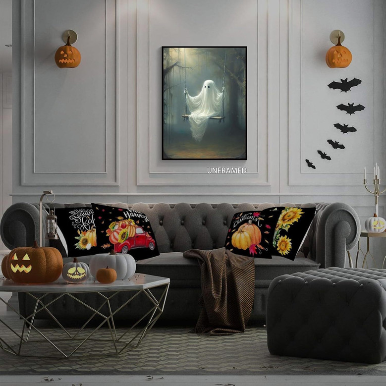 Funny Ghost Swing Canvas - Vintage Gothic Halloween DéCor For Living Room
