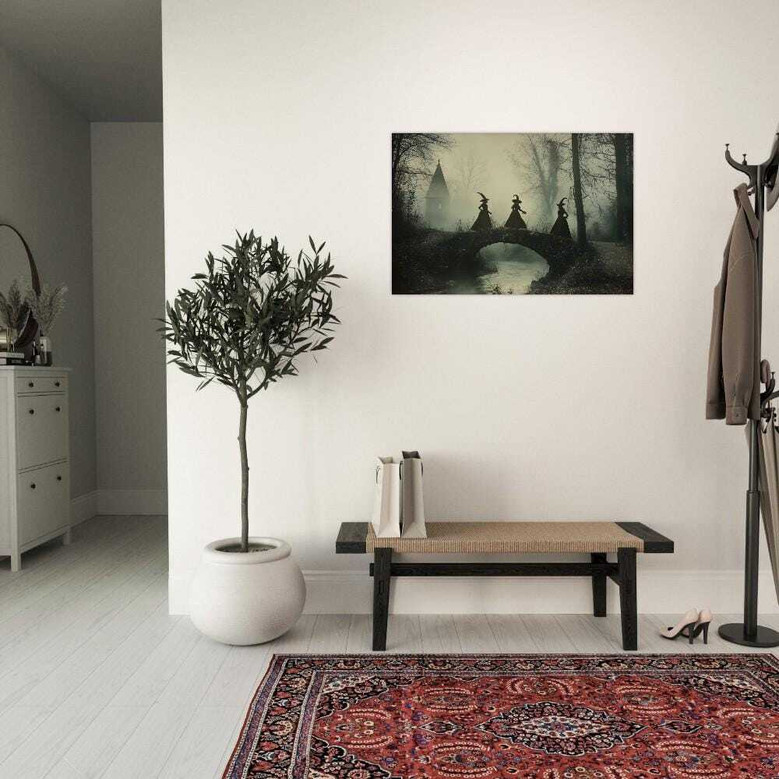 Vintage Halloween Witches Sepia Canvas - Spooky Dark Gothic Art For Halloween DéCor