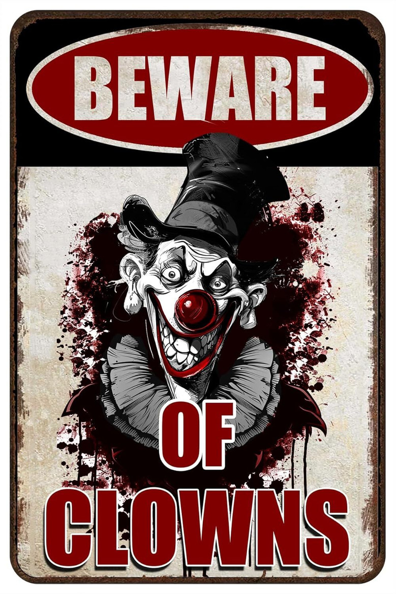 Beware Halloween Clown Decorations - Creepy Circus Yard Warning Metal Sign For Outdoor Scary Decor