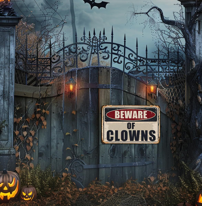 Creepy Circus Yard Decor - Beware Halloween Clown Metal Sign For Spooky Outdoor Displays