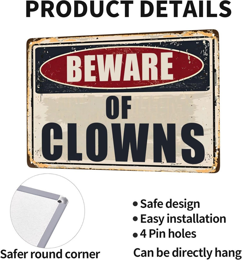 Creepy Circus Yard Decor - Beware Halloween Clown Metal Sign For Spooky Outdoor Displays