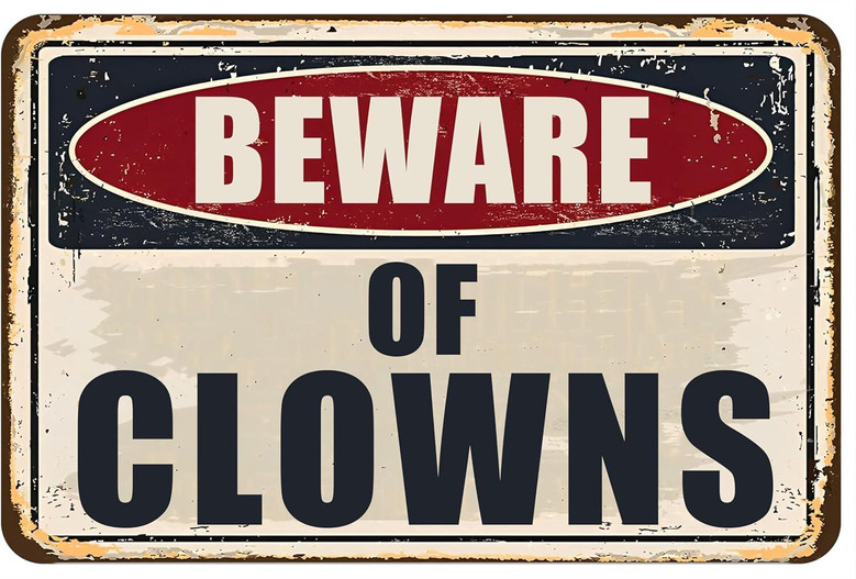 Creepy Circus Yard Decor - Beware Halloween Clown Metal Sign For Spooky Outdoor Displays