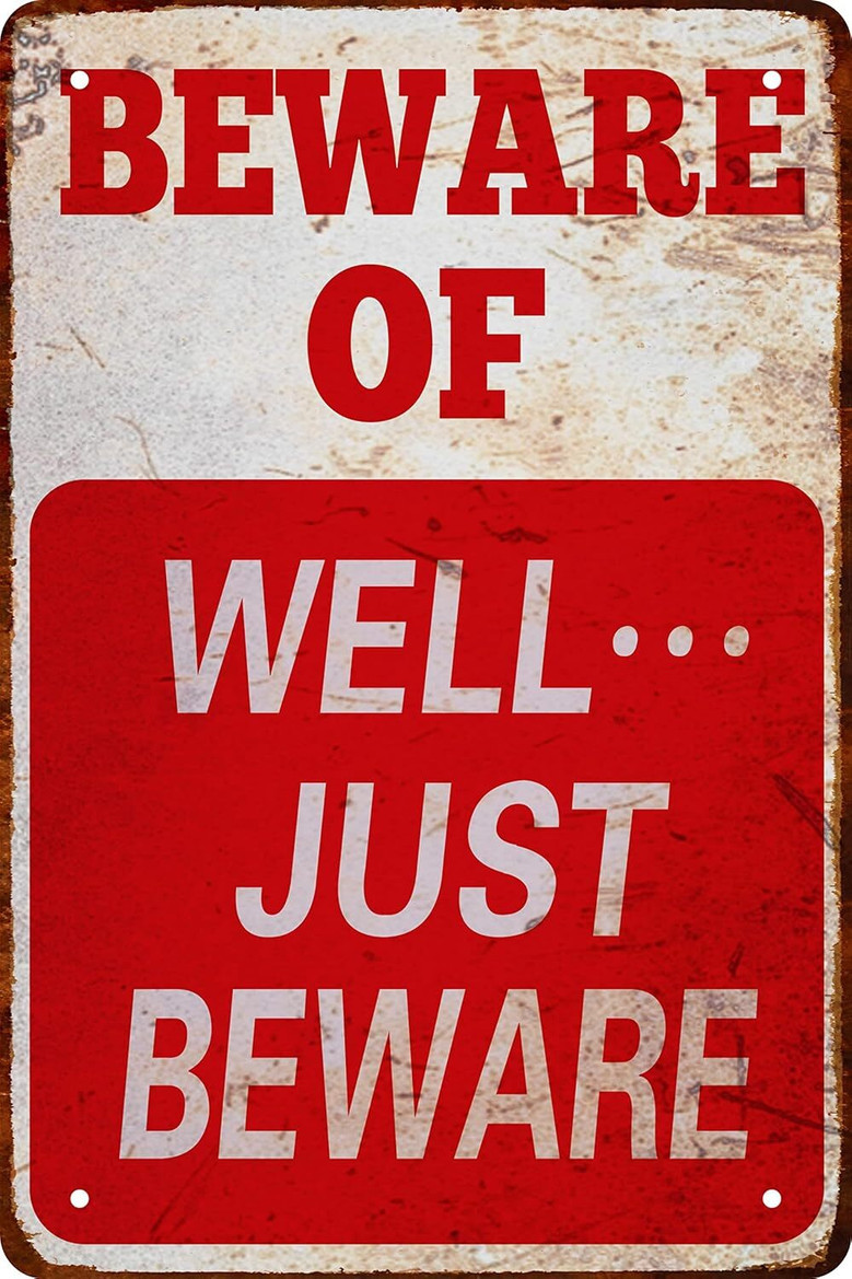 Funny Beware Halloween Metal Sign - Vintage Garage Decor For Men - Novelty Home Art