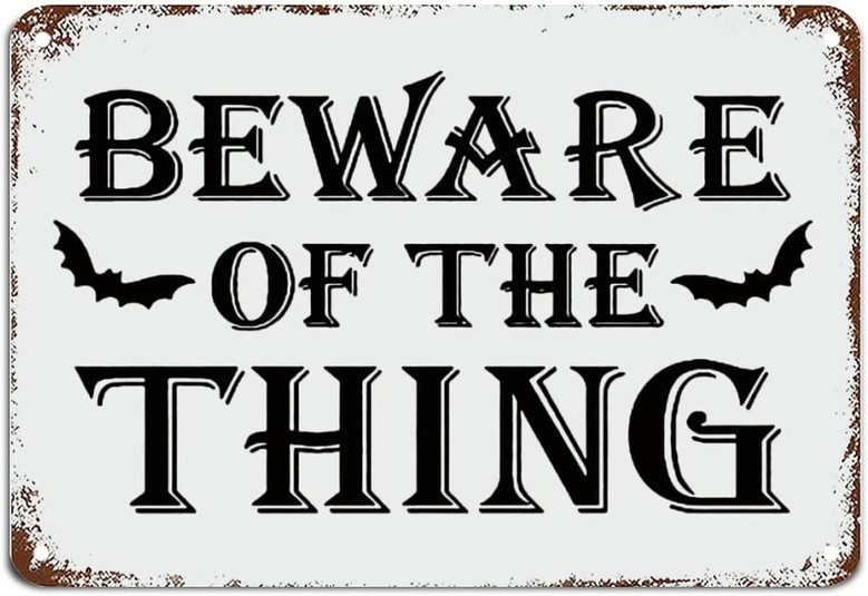 Rustic 'Beware' Halloween Metal Sign With Motivational Quotes For Living Room Or Kitchen Wall Hanger - Retro Halloween Decor