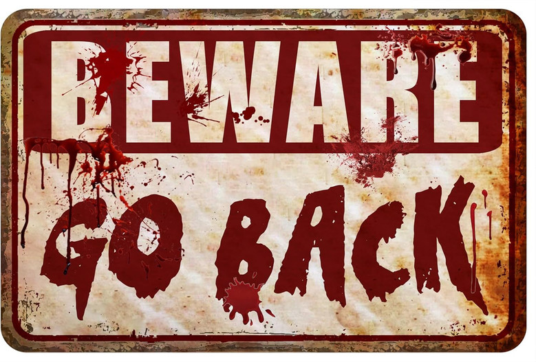 Beware Halloween Metal Sign For Indoor Horror Room Decor - Spooky Theme For Home, Bedroom, Outdoor Parties