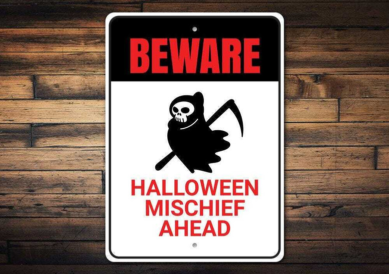 Scary Reapers Beware Halloween Metal Sign - Spooky DéCor For Halloween