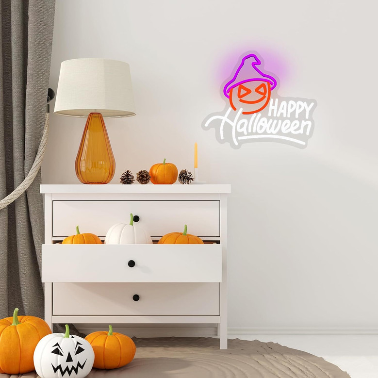 Vibrant Halloween Pumpkin Neon Sign For Kids' Room And Bar Wall Decor