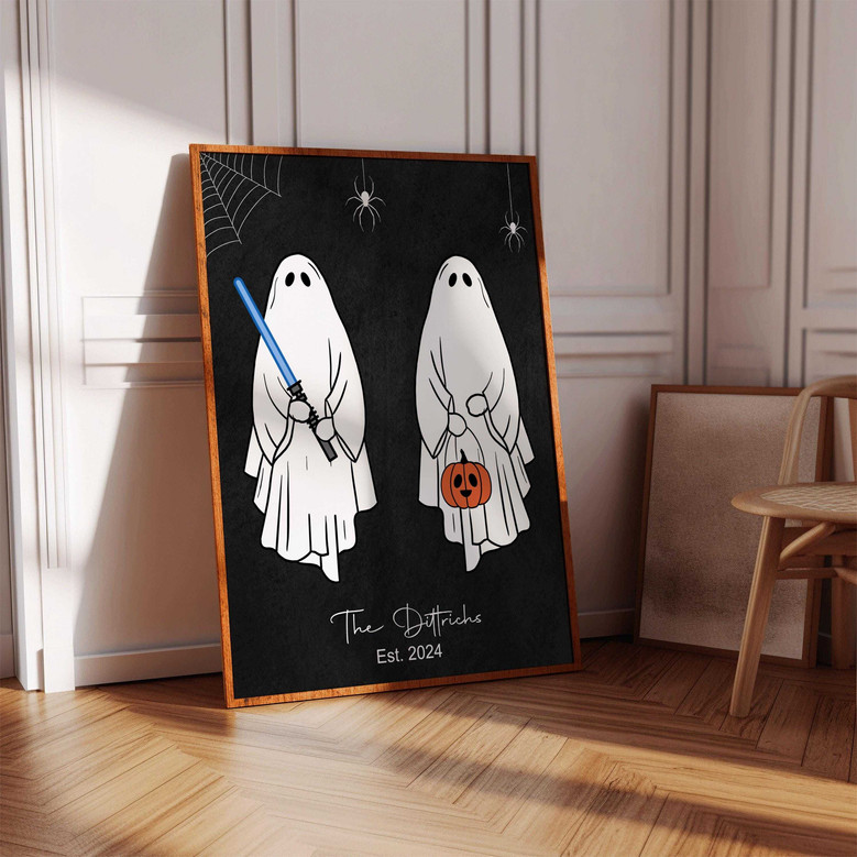 Forever My Boo Canvas For Newlyweds - Cute Ghost Art For Home Decor, Anniversary Or Wedding Gift