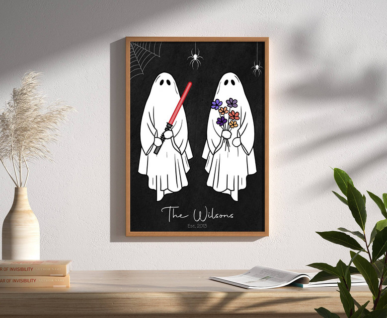 Forever My Boo Canvas For Newlyweds - Cute Ghost Art For Home Decor, Anniversary Or Wedding Gift