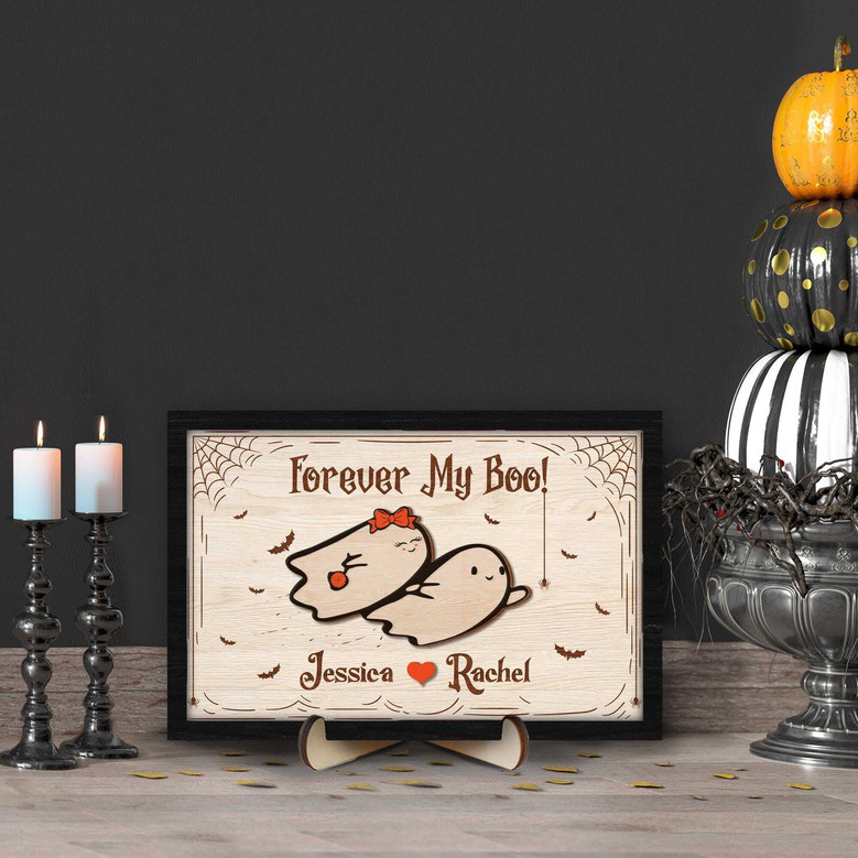 Personalized Forever My Boo Ghost Couple Wood Sign For Gothic Halloween Decor And Couples