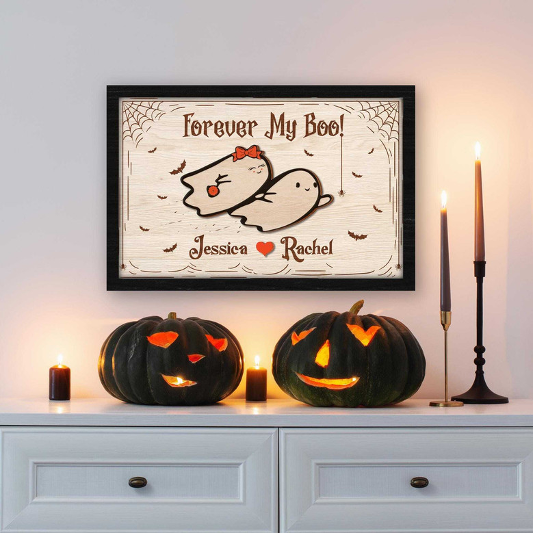 Personalized Forever My Boo Ghost Couple Wood Sign For Gothic Halloween Decor And Couples