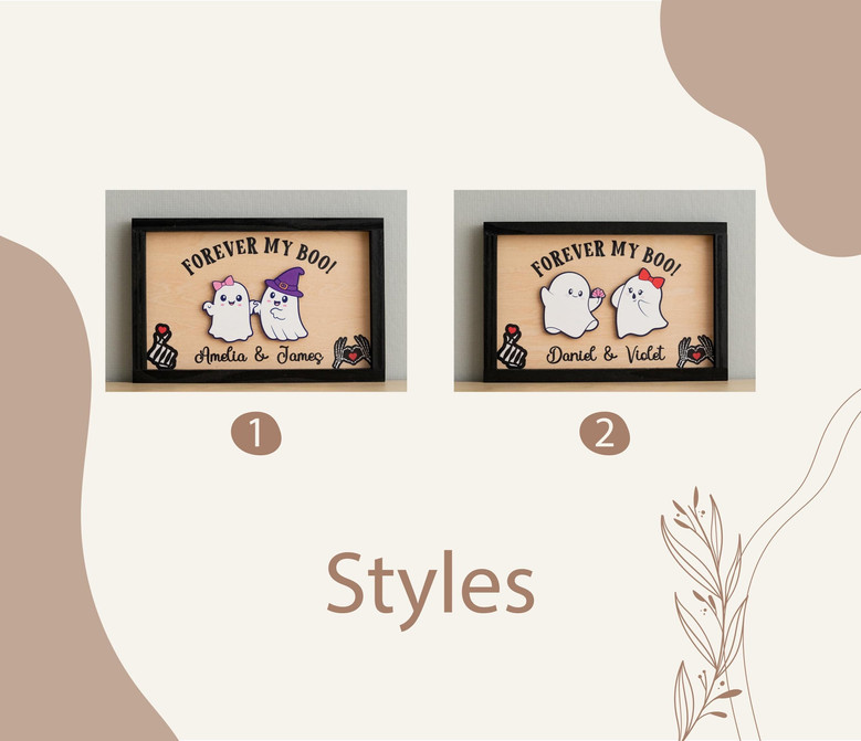 Forever My Boo Personalized Wood Sign - Halloween Spooky Couple Decor Gift