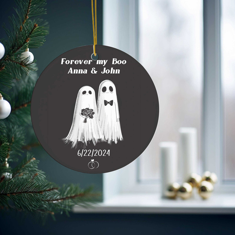 Forever My Boo Personalized Wedding Ornament - Halloween & Christmas Gift For Couples